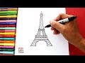 Cómo dibujar la TORRE EIFFEL fácil (paso a paso) | How to draw The Eiffel Tower Easy!