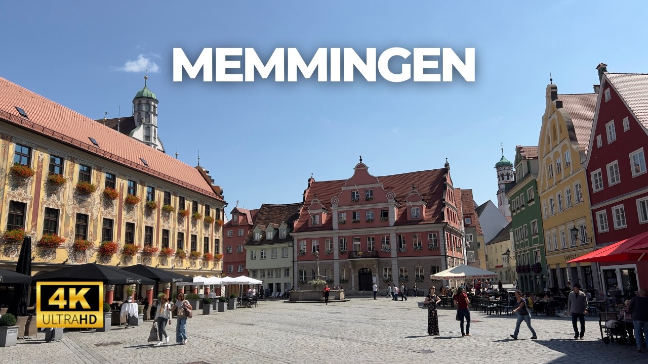 Summer Walking Tour of Memmingen, Bavaria - 4K 60 fps