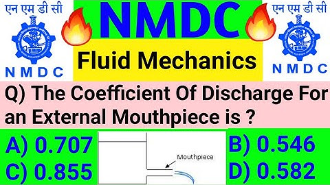 Fluid Mechanics Objective Questions For NMDC Exams || NMDC Junior Officer || Mechanical Question