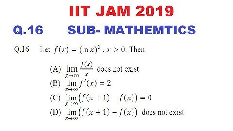 IIT JAM 2019 Q.16 MATHS SOLUTION | LIMIT OF INDETERMINANT FORM