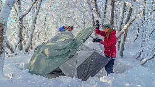 Survival Camping in Heavy Snow Mountain│Korea Winter Camping