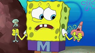 SpongeBob grabs Patrick and Squidward (from SpongeBob SquarePants)