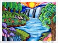 CARA MUDAH MENGGAMBAR PEMANDANGAN AIR TERJUN -CARA GRADASI WARNA EP 202 - CARA MUDAH MENGGAMBAR PEMANDANGAN AIR TERJUN -CARA GRADASI WARNA EP 202