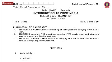 BSC 1ST SEM JAMC INTRODUCTION TO PRINT MEDIA NOV 2019 | PTU