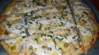 اروع بيتزا بالصلصة البيضاء 😍بعجينة سهلة و بدون عجن 🍕pizza boisée