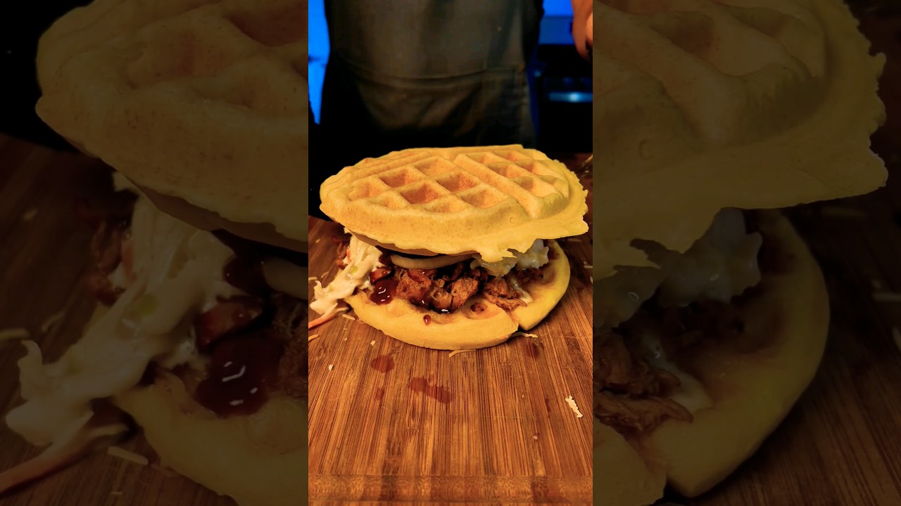 🍔 PULLED PORK BBQ WAFFLE SANDWICH 🐖 