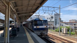 EF210-159　桃太郎　膳所駅貨物通過　警笛付き　運転士さんありがとう！！　& 新快速とすれ違い　2021年7月