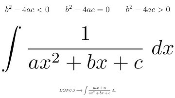 Integral of 1/(ax^2+bx+c) (ALL CASES 💪)
