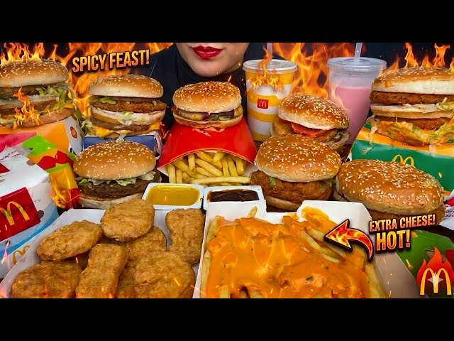 FULL MCDONALDS MENU,CHICKEN BURGER,SPICY CHICKEN WRAP,MCFLURRY,CHICKEN NUGGETS,CHEESY FRIES 