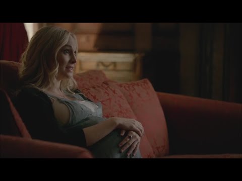 The Vampire Diaries 7x10 Damon talks to Caroline pregnant of Alaric's twins Josie and Lizzie