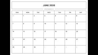 June 2026 Calendar | Printable A4 & US Letter | Portrait & Landscape | Free PDF Download | June 2026