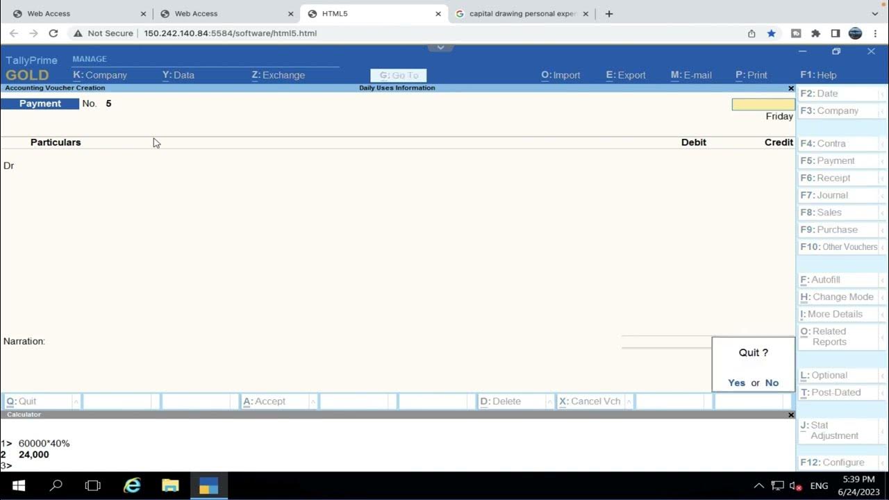 Tally main Capital Drawing ya Personal exp ki entry kaise kare