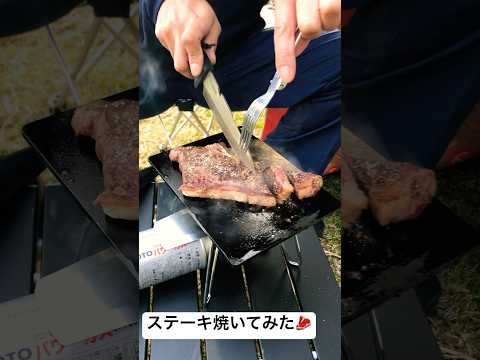 【キャンプ飯】#shorts #飯テロ　#asmr #キャンプ飯 #ステーキ　#肉 #絶対美味しいやつ　#cooking