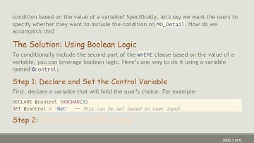 Mastering SQL: Using Variables to Control WHERE Clauses in Queries