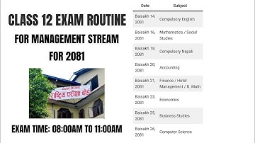 Class 12 Exam routine 2081||NEB Exam routine 2081