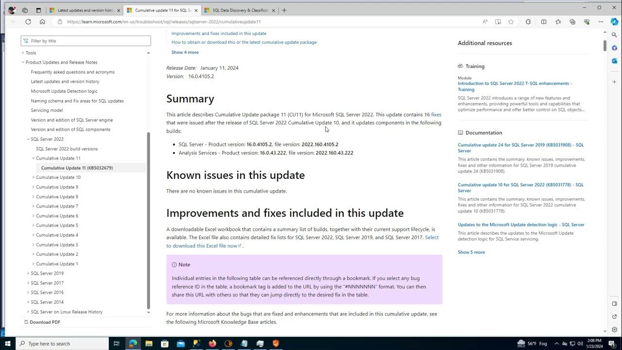 Sql Server Cumulative Update List