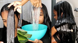 My ALOE VERA HAIR WASH ROUTINE | How to apply aloe vera gel in the shower