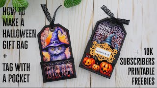 10K Subs Free Printable Tags DIY Halloween Gift Bag Tag With a Pocket