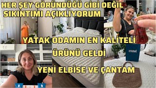 TÜM SIKINTIMI ARTIK AÇIKLIYORUM❗️YENİ ELBİSEM VE ÇANTAM😍YATAK ODAMIN EN KALİTELİ ÜRÜNÜ GELDİ✨#vlog 