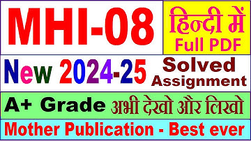 MHI 08 solved assignment 2024-25 in Hindi || mhi 08 solved assignment 2025 || mhi8 2024-25