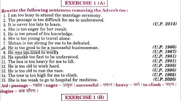 transformation exercise 1a | transformation of sentences class 11 / 12