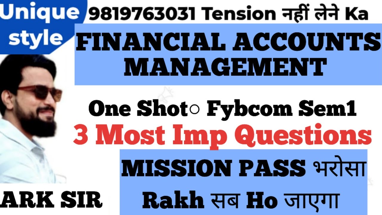 Financial Accounts & Management |Most Important Question|fybaf |Fybcom sem1 nep|Mumbai University 