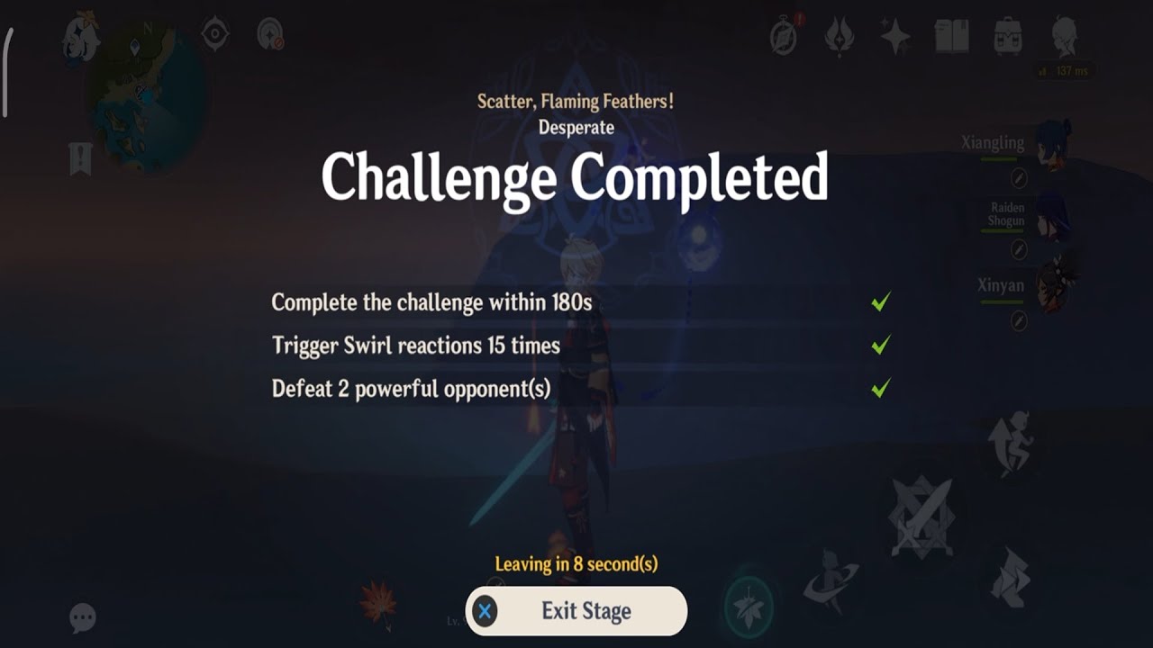 hidden strife scatter, flaming feathers! challenge genshin impact