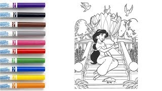 How to Color Princess Jasmine  - Coloring Book Page