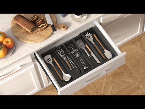 Lifewit Utensil Organizer for Kitchen Drawers, Expandable Cooking Utensil Tray