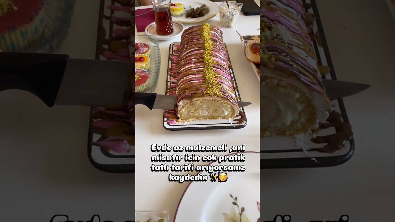 Misafir icin pratik rulo pasta ariyorsan kaydet🥳💫 catlamayan  tarif aciklamalarda✨💫🌸