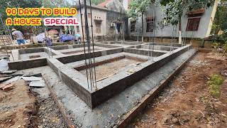 90 day process in 115 minutes Construction of beautiful modern house  How to build a house