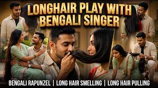 Romantic Long Hair Play with Bengali Singer | Ultra Long Hair Tension #longhairplay #straighthair