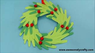 Handprint Christmas Wreath Craft | Paper Christmas Crafts | Christmas Crafts | Easy Kids Crafts