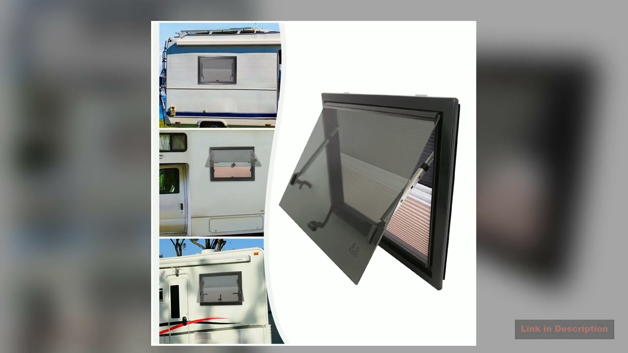 600x450MM RV Window with Screen RV Push Out Window with Black Tempered Glass Aluminum Alloy RV