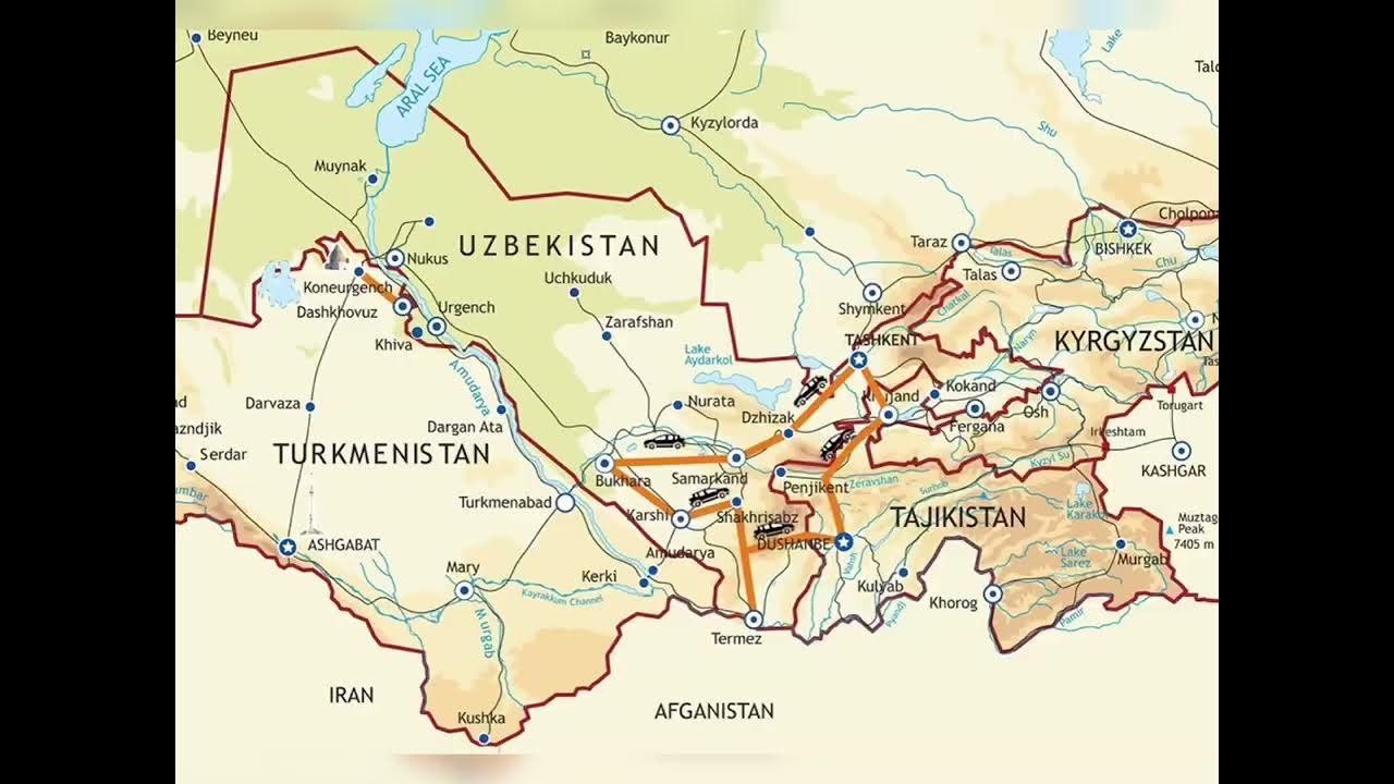 Аэропорты средней азии. Горы Тянь Шань в Узбекистане на карте. Карта Таджикистан и Узбекистан на карте. Бухара на карте Узбекистана. Границы Узбекистана на карте.