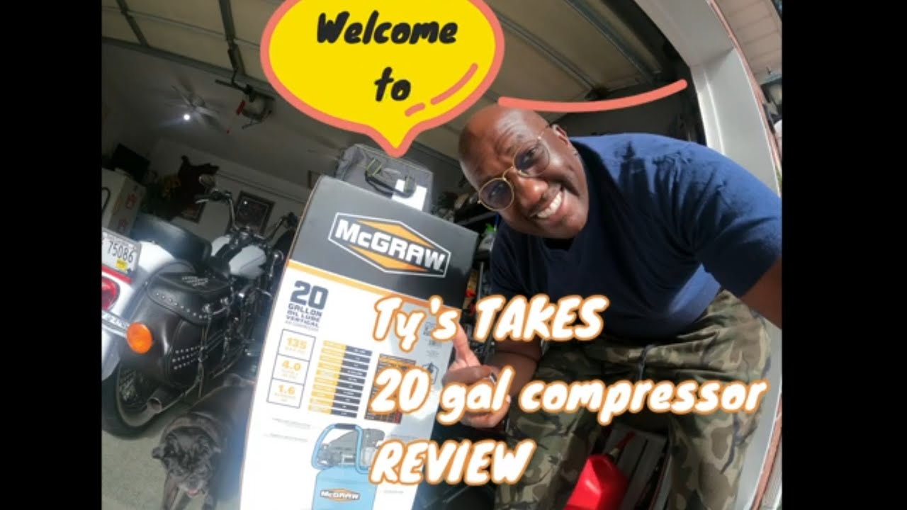 Harbor freight Mcgraw air compressor review YouTube