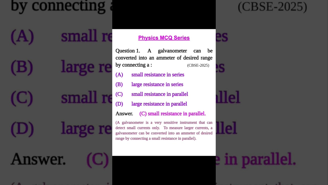 Physics MCQ series question 