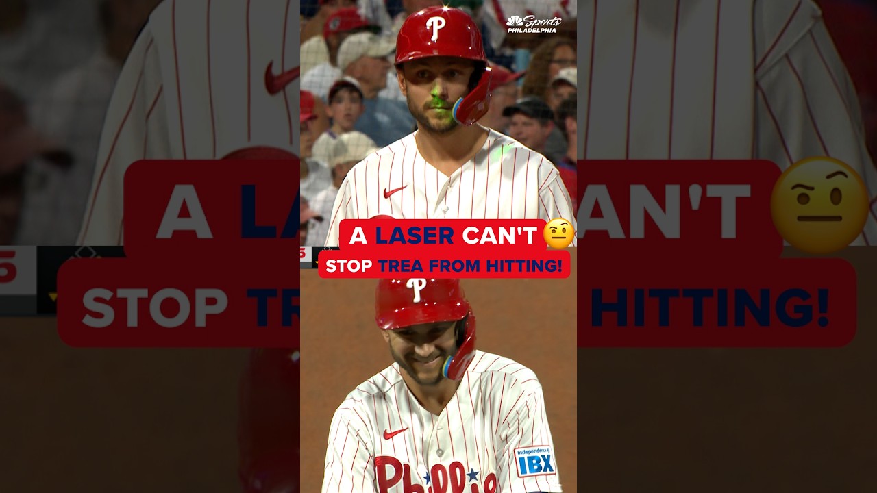 Even the idiot with a laser can't stop Trea Turner from hitting 😤