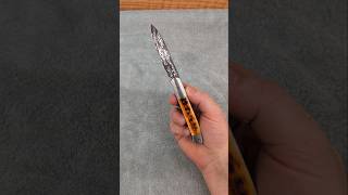 Engraved Front Flipper with Bone - Damascus by Tim Bernard (Atelier Névé)