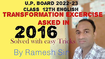 Transformation All sets 2016 solved by Ramesh Sir from excellent book Class 12
