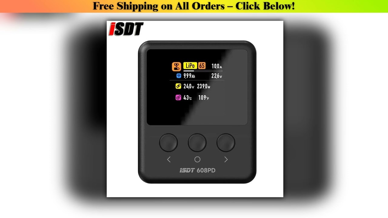 ISDT 608PD Lipo Balance Charger Discharger,DC 240W/10A PD 140W/5A Smart Digital Charger for RC