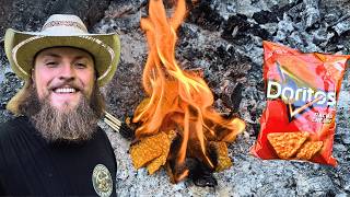 Starting a FIRE with DORITOS!! Camping Hack MythBusters!