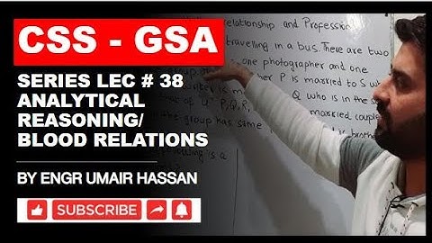 CSS GSA LECTURE SERIES - LEC 38 || BLOOD RELATIONS || ANALYTICAL ABILITY || 2021