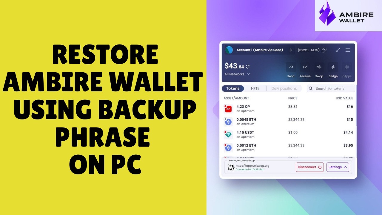 Как восстановить Ambire Wallet с помощью резервной копии на PC 2026?
