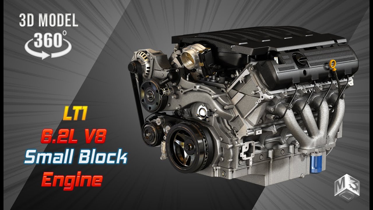 LT1 Engine - V8 Small Block | Markos3d | 360 Degree Turn Around