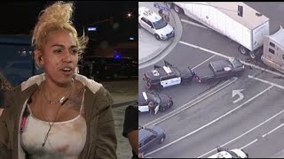 Passenger in murder suspect's vehicle describes wild pursuit that ended in big rig crash | ABC7