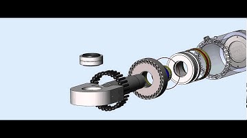 Exploded view 3D Solidworks animation of Hydraulic cylinder and components