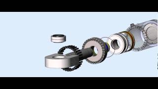 Exploded view 3D Solidworks animation of Hydraulic cylinder and components