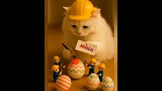 Mila the Cat Leads Tiny Workers to Paint Easter Eggs 🐣🎨 | Colorful AI Animation #Shorts