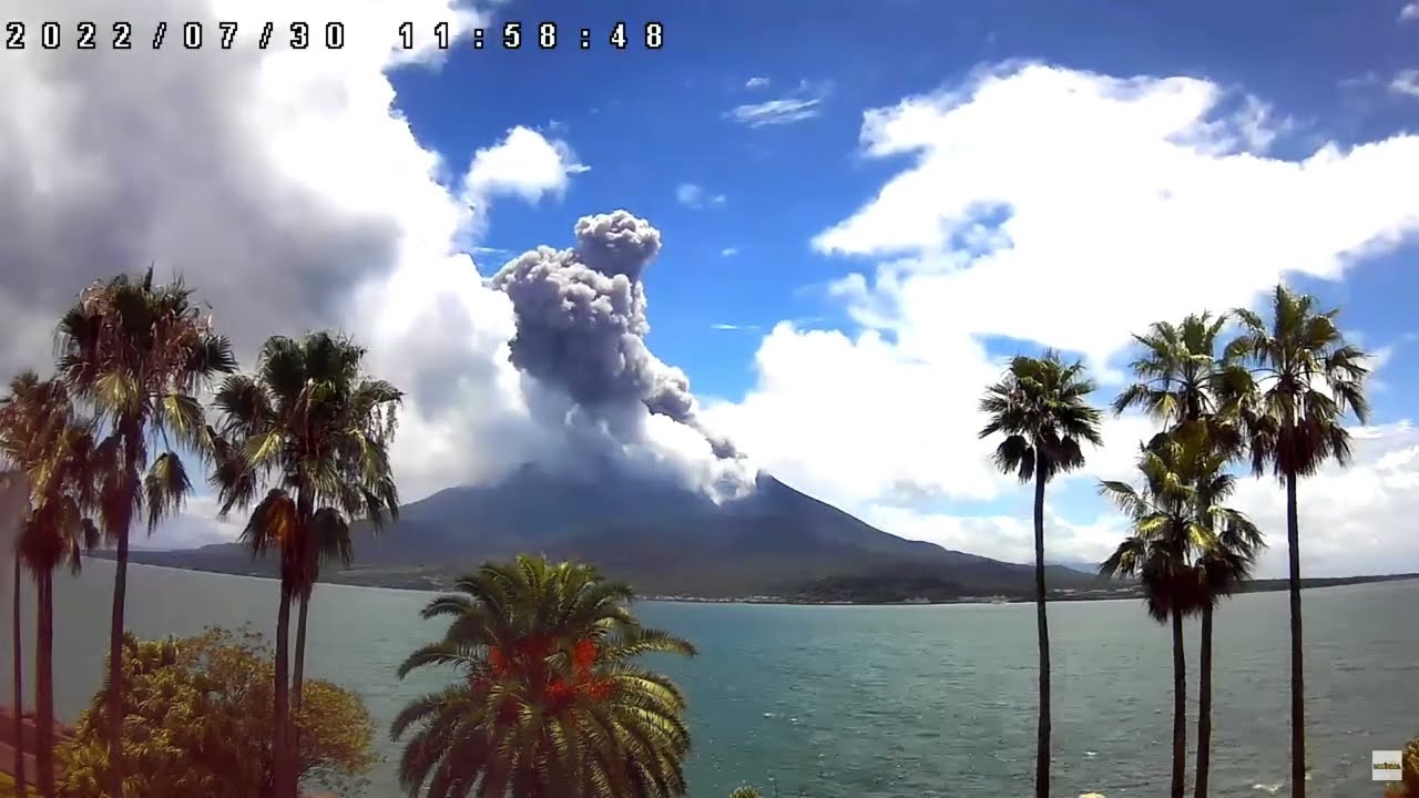 July 30, 2022, ~ Cloud Obscured Explosion ~ Sakurajima Volcano, Japan ~ 